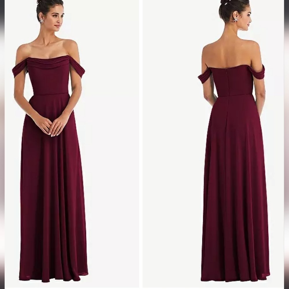 Thread Off-The-Shoulder Draped Neckline Maxi Dress In Cabernet NWT Size 8
